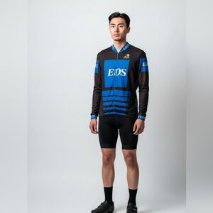 Vintage Aussie EDS TEAM Cycling Jersey with Blue Accents Full Zip Long Sleeves